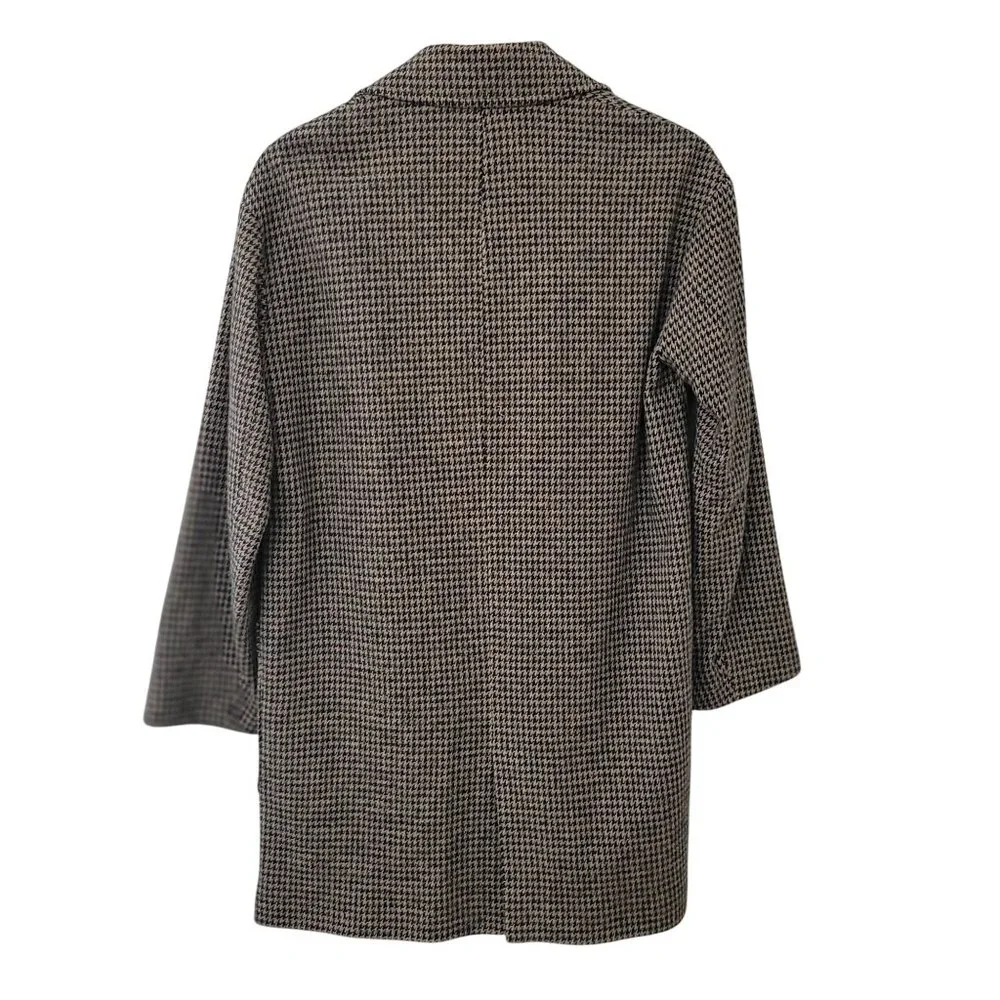 Zara Single Breasted Houndstooth Blazer Sports Coat Jacket Size XS Brown NWT - Picture 2 of 8
